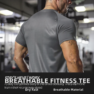 New Fashion Slim Fit Casual Blank Comfortable Breathable Sports T-<b>Shirts</b> Quick-drying Seamless Workout T-<b>Shirt</b> Spandex/<b>Polyester</b> - Product Image 2