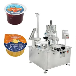 High Speed Automatic Strawberry and Blueberry Jam Sauce Rotary Filling Sealing Machine For Plastic Cup