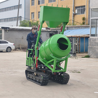 Mini-bétonnière sur chenilles auto-chargeante avec benne basculante, chenilles en caoutchouc, capacité 800L, mélangeur de ciment, offres spéciales, matériel de construction