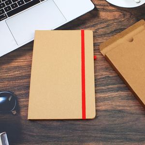 Carnet A5 en papier kraft écologique personnalisé avec sangle élastique et attache pour stylo, idéal pour les écoles et les campus – Prix usine - Product Image 3