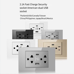 Enchufe de interruptor USB estándar americano de EE. UU. Tipo <span class=keywords><strong>118</strong></span> con NFC 15A Max. Vidrio templado actual Estilo de seis orificios Tailandia y Vietnam - Product Image 4