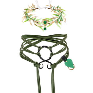 Harnais de taille feuille d'elfe médiéval Renaissance, ceinture tressée verte réglable pour accessoires de costume LARP Cosplay Halloween - Product Image 2