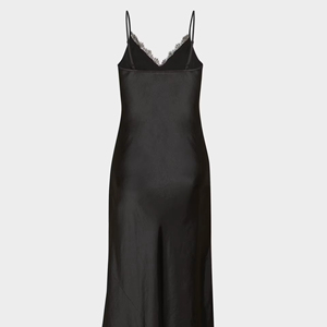 Ladies' Elegant Black Satin <b>Lace</b> Dress Factory Customized High Quality Casual Wear - Product Image 1