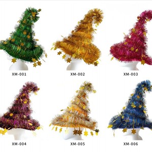 Shiny Metallic Tinsel Wizard <b>Hat</b> Star Ornament <b>Hat</b> For <b>Holiday</b> Cosplay Party - Product Image 6