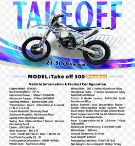 Moto tout-terrain GX-Take Off-MT300 300cc <span class=keywords><strong>2</strong></span> <span class=keywords><strong>temps</strong></span> monocylindre refroidi par eau avec alimentation en carburant PWK38 Adelin électroplaqué Max - Product Image 4