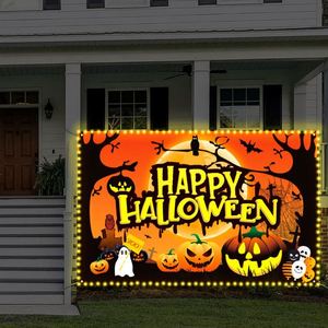 Bannière d'ambiance d'Halloween personnalisée pour l'extérieur, drapeau mural vertical effrayant sur le thème du cinéma, décorations - Product Image 2