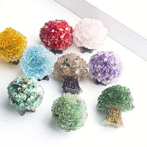 Resin Craft Mini Tree Figurine with <b>Crystal</b> Chips - Perfect Desktop Home & Office Decor - Product Image 2