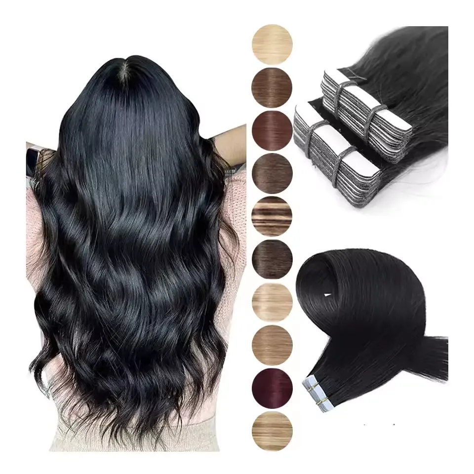 Factory Wholesale Remy Raw Human Hair Tape In Hair Extensions 100Human Hair