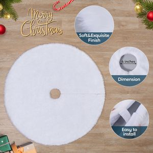 High Quality Christmas Tree <strong>Skirt</strong> 48 Inch White Faux <strong>Fur</strong> Snowy Plush Velvet Customized Logo Christmas Holiday Tree Decorations - Product Image 5