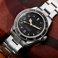 Montres automatiques de plongée rétro personnalisées OEM DOM avec logo, saphir, revêtement AR luminescent, lunette en céramique bidirectionnelle, montre-bracelet pour homme