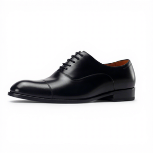 Zapatos Oxford de Cuero Negro para Hombre, con Cordones, Formales, para Negocios o Bodas, Antideslizantes, de Piel de Becerro Italiana de Primera Calidad, con Suela de Goma, para Primavera/Verano - Product Image 2