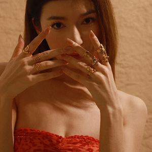 Fashion <b>Rings</b> Women's Gold Tone Star Spiral <b>Open</b> Design Geometric Jewelry Gift - Product Image 3