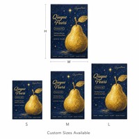 Op maat gemaakte bedrukte stevige geschenkverpakking voor Qiuyue peer premium fruitverpakking blauw gouden kunst deksel basisdoos groothandel