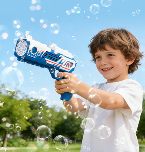 Pistolet à bulles automatique de dessin animé, lanceur de bulles électrique avec lumière LED, jouet pour enfants, jouet d'été en plein air - Product Image 6