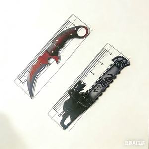Ensemble de 6 règles de poche Delta Force rouge vif de 7 cm, modèle d'arme jouet pour enfants, pendentif de sac à dos - Product Image 4