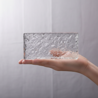 Vente directe d'usine JYG - Briques de verre solides transparentes de forme rectangulaire à motif de cristaux de glace - Écologiques - Pour extérieur et salle de bain