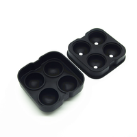 Moule à glaçons rond réutilisable de 4 cavités de 1.77 pouces pour whisky, sans BPA, de qualité alimentaire, facile à libérer, en silicone, avec sphère flexible.