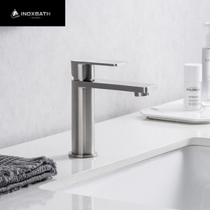 Robinet de lavabo en acier inoxydable 304 brossé or rose à poignée mince monotrou pour usage hôtelier - Product Image 2