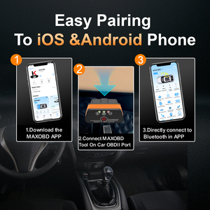Outil de diagnostic pour voiture automobile Obd2 Scanner Application gratuite Maxobd Bluetooth OBDii EOBD Scanner de voiture ELM327 Interface <span class=keywords><strong>Konnwei</strong></span> <span class=keywords><strong>Kw901</strong></span> - Product Image 3