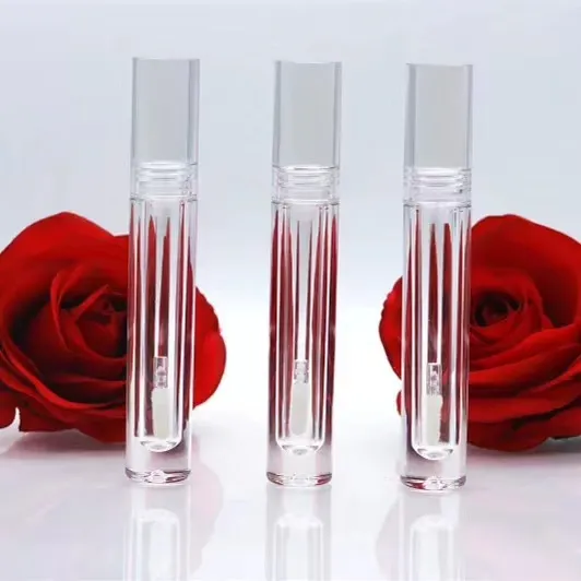 Brush transparent's recyclable clear lip gloss 7 ml wholesale tubes round with chopsticks brand private