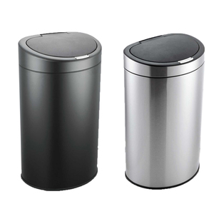 Amazon Hot Sale Electric Trash Can One Touch Stainless Steel Domed Lid Waste Bin