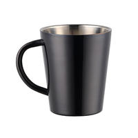 Tasse à café et à bière portable en acier inoxydable de 300 ml pour le camping en plein air, voyage, à double paroi avec poignée