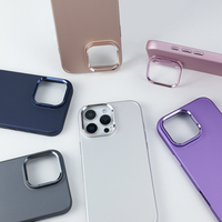 Coque mobile à peinture métallique de qualité supérieure pour iPhone 13/14/15/16/17 Pro Max Plus-Plusieurs couleurs, support d'objectif en aluminium, PC dur