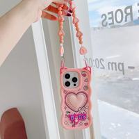 Étui de téléphone protecteur pour Tecno Camon 18, fabriqué par BAILI Factory, avec des accessoires mignons en forme d'oreilles de chat, bord ondulé, cœur 3D, dessin animé, chaîne de perles, bracelet