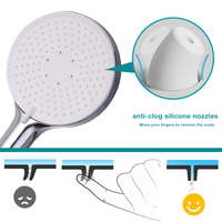 Pommeau de Douche Haute Pression en ABS à Grand Panneau, 3 Modes Pluie, Doux Silicone, Auto-Nettoyant, pour Usage en Appartement - Vente en Gros
