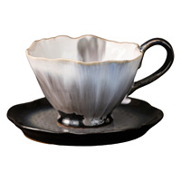 Ensemble tasse et soucoupe à café en porcelaine de haute qualité, qualité alimentaire, durable, vintage, luxe léger, rétro, créatif, pour latte, motif floral, pour l'heure du thé