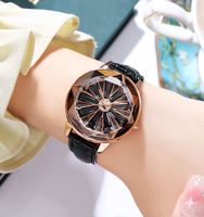 Jam Tangan Wanita SKMEI 2184 Casing Alloy Model Baru Fashionable, Desain Velg Mobil Berputar, Tali Kulit 16mm