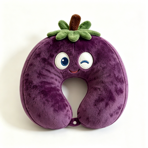 Customized Eggplant U Shaped Plush <b>Neck</b> <b>Pillow</b>, Cartoon Wink Eggplant Travel <b>Neck</b> Cushion - Product Image 4
