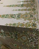 Haute couture miroir perles et paillettes design dentelle tissu pour mariage dentelle perlée tissu pour robe disponible au meilleur prix