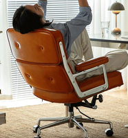 Chaise de bureau exécutive moderne en cuir avec coussin moelleux, pivotante, avec cadre en aluminium, hauteur réglable et roulettes