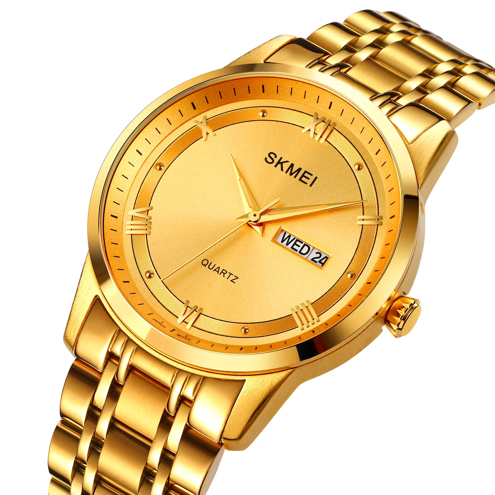 skmei gold man watch luxury metal for business