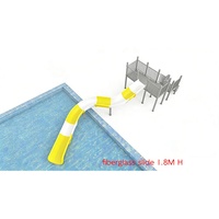 Toboggan aquatique incurvé en fibre de verre respectueux de l'environnement, hauteur 1,8 m, plateforme en acier galvanisé pour piscine, sécurité EN1176 CE