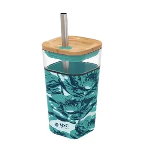 Vaso de Vidrio de 350 ml con Bambú, Merchandising Sostenible - Product Image 1