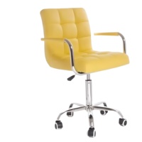 Chaise de bureau pivotante réglable en cuir PU souple jaune, design traditionnel, vente en gros usine Bazhou, pour hôtel