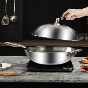 코팅되지 않은 건강한 티타늄 단조 웍 덜 흄 비 스틱 가스 냄비 팬 하이 퀄리티 주방 조리 도구 - Product Image 3
