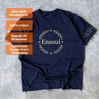 ODM/OEM Schweres 260GSM 100% Baumwoll-Herren-T-Shirt mit individuellem Muster, umweltfreundlich, atmungsaktiv, Streetwear, Rundhalsausschnitt, Distressed-Look