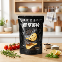 Sachet alimentaire PE étanche à fond plat pour snacks, impression personnalisée, pochette d'emballage pour chips, fermeture éclair, fournisseur pour supermarchés