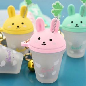 Wholesale 3D <b>Cute</b> Cartoon Luminous Silicone Rabbit Car Led <b>Keyring</b> Pendant PVC Silicone Keychain - Product Image 3