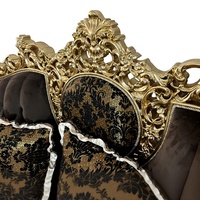 Canapé de luxe français en bois massif sculpté, style européen, pour salon, avec feuille d'or, tissu importé, éponge, sur mesure, pour villa, haut de gamme