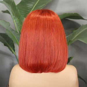 Vente d'usine FH Perruque Bob Courte Droite Lace Front 4x4 avec Frange, Cheveux Humains Double Drawn à Coupe Dégradée - Product Image 3