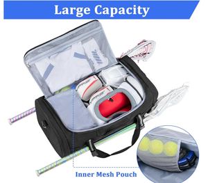 Lacrosse Bag Holds 2 Sticks and <b>Shoes</b>, Lacrosse Equipment Backpack with External Helmet <b>Holder</b> and Multi Pockets - Product Image 2