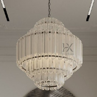 Lustre suspendu en verre cristal rond à cinq couches, design créatif et atmosphérique, idéal pour salon et salle à manger - Nouveauté export de luxe, vente chaude