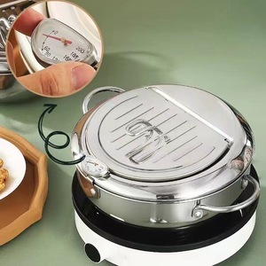 Electric Deep Fryer Stainless Steel Tempura Pot With Strainer Lid For Home Frying And Oil Drainage - Product Image 3