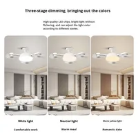 Ventilateur de plafond lumineux créatif transfrontalier avec douille E27, design moderne et simple, tension universelle 85-265V pour salon et chambre à coucher