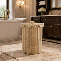 Panier de rangement en rotin mignon en forme d'éventail, panier de rangement multifonctionnel pour serviettes de chambre d'enfant en rotin