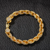 Collier Chaîne Cubaine Miami en Alliage Plaqué Or 18K avec Zircon et Cristal Givré, Style Hip-Hop Rapper, 12mm, Géométrique, Pas Cher